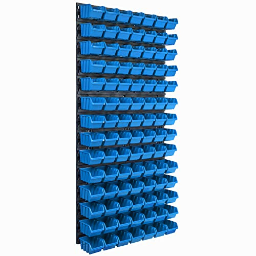 Sistema di stoccaggio da parete, 576 x 1170 mm, 98 pezzi, scatole impilabili, pannelli da parete extra resistenti, scaffali da officina, scaffali da officina