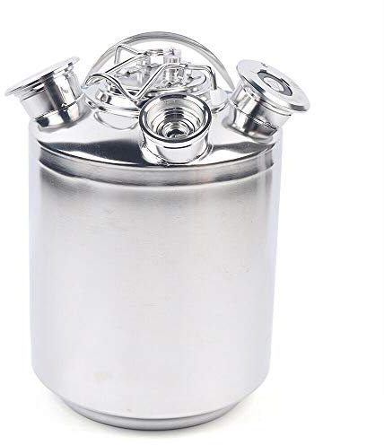 Futchoy 3-Kopf Reinigungstank Edelstahl, 10L Reinigungsbehälter für Bier, Zapfanlage Reinigungsset Bierfass mit Deckel, Bierreinigungsfass mit 30cm Fass Speer Länge