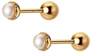 Echte 925 Sterling Silber Mode Synthese Perle Schraube Ohrstecker Für Frauen Kinder Mini Minimalistischen Schmuck