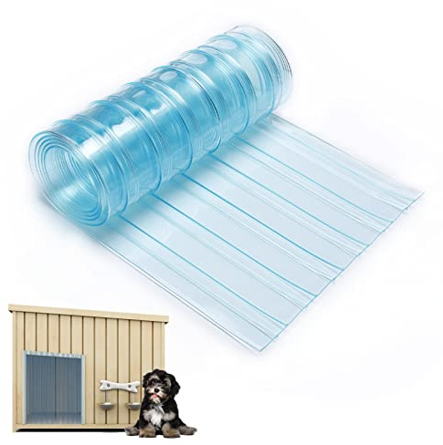 13.7in x 4.9ft Door Replacement Flaps for Dog House - Easy to Cut & Install Transparent Vinyl Strip for Doggie/Doggy/Cat Entry Door