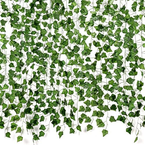 Künstliche Reben als Raumdekoration (12 Stück, 23 m), ästhetische künstliche Pflanze, Efeublätter, hängende grüne Girlanden für Zuhause, Schlafzimmer, Wand, Hochzeit, Party, Dekoration