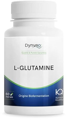 L-Glutamine Naturelle BioKyowa® - Bio-Fermentation Végétale - Acide Aminé - Musculation & Sport - Grade Pharmaceutique - Formats Gélules & Poudre - 100% Pure - Vegan - Sans OGM - Dynveo