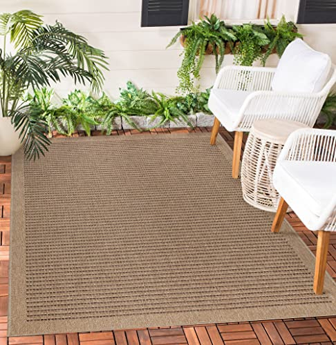 Teppium Outdoor Teppich Wetterfest 80 x 250 cm Natur Sisal und Jute Optik - Küchenläufer Waschbar rutschfest, Wasserfest, Boho Design, Pflegeleicht - Ideal für Balkon, Terassen, Garten, Camping
