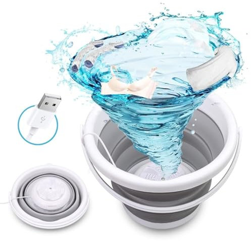 Mini Washing Machine, Ultrasonic Turbine Washer, Foldable Laundry Tub With USB Powered, Portable Compact Personal Baby Clothes Washer for Home Travel Apartments Dorms Socks Underwear Bra