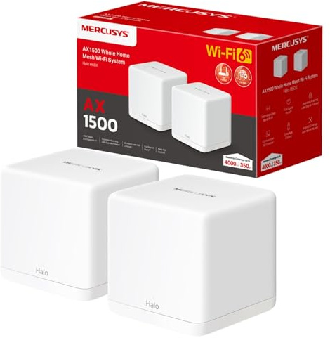MERCUSYS Sistema WiFi 6 AX1500 Mesh WiFi, Cobertura de hasta 350 m², Conecta más de 100 Dispositivos, Puertos Gigabit completos, Wi-Fi de Doble Banda, Roaming sin Problemas, fácil Control de
