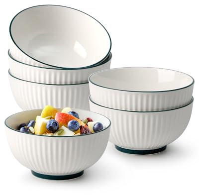 NUTRIUPS Cuenco grande para cereales, cuencos de cerámica, cuenco de sopa de 750 ml, cuencos de 6 pulgadas para avena, fideos, desayuno (