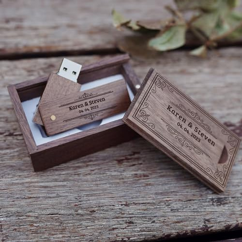 Clé USB 3.0 gravée personnalisée,Cadeau personnalisé gravé en Bois Massif USB Flash Drive pour Mariages, Anniversaires, remises de diplômes, Anniversaires (Style-Classical, 16.0, GB)