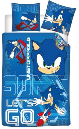 Sonic Unstoppable Funda Nórdica Cama 90 140x200 + Funda Almohada 65x65 Azul