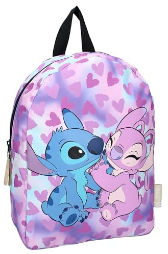 STITCH Ryggsäck och ANGEL Style Icons från Disney Lilo & Stitch - Barnryggsäck | Skola | Dagis - Violett Färg - Storlek 31x23x9cm, Flerfärgad, Taglia unica
