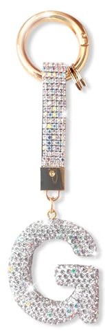 ZVRSUA Schlüsselanhänger Buchstabe mit Strass，Schlüsselanhänger Name，Schlüsselanhänger Mädchen Frauen,Bag Charms,Rucksack Anhänger，Schlüsselanhänger Gliter，Geschenke für Damen Mädchen，Keychain Silber