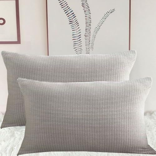 Stretch Kissenbezüge 50x70 2er Set Kissenbezug, Sofa Kissenhülle Für Dekokissen Cordstoff 40x60, Dekorative Zierkissen -hüllen, Cord Kissen Bezug Einsetzbar(Light Gray,50x70 cm (Pack of 2))