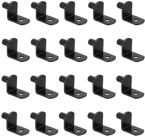 PATIKIL Regalstifte Stifte 1/4 20Stk L Förmig Regalstifte Halter Schrank Regal Stütze Stifte für Regale Bücherregal Schrank Möbel Schwarz