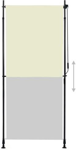 Kavolet Senkrechtmarkise 100x270cm Außenrollo mit Kurbel, Vertikalmarkise Sonnenmarkise Balkonrollo Sichtschutz Seitenzugrollo Sonnenschutz Windschutz Markise für Terrasse und Balkon, Creme