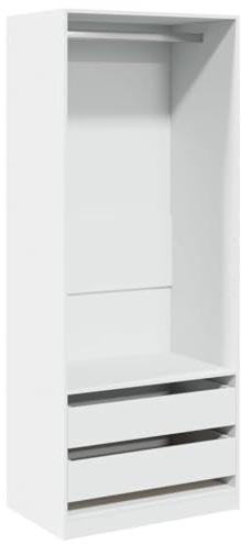 vidaXL Garderob vit 80x50x200 cm konstruerat trä, hatthyllor, klädstång, klädförvaring, klädskåp, klädstänger, jackhängare, garderob, garderober