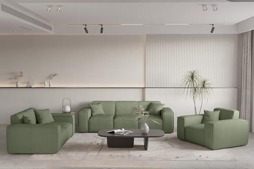 Fun Möbel Sofaset Designersofa CELES Premium 3-2-1 in Stoff Scala (Forest)