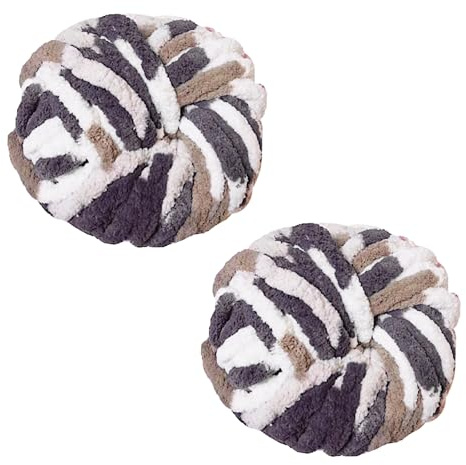 Grobes Wollgarn, 250 g × 2, mehrfarbiges Strickgarn zum Häkeln, 2 cm weiche Strickwolle für handgefertigte Taschen, Hüte, Decken, Kissen, Kissen, Katzenbett