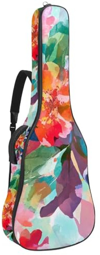 Gepolsterte Gitarrentasche, gestreift, gefärbtes Aquarellmuster, schützende Akustikgitarre, Gigbag für E-Bass, Konzertgitarre, Mehrfarbig 04, 42.9x16.9x4.7 in, Lässiger Tagesrucksack