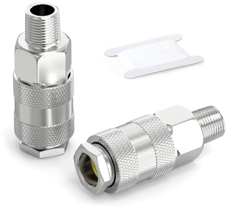GASHER 2PCS 1/4 BSP Quick Connect Air Coupler | Male Thread Euro Compressor Fitting for Air Hose Line Quick-Connect Systems