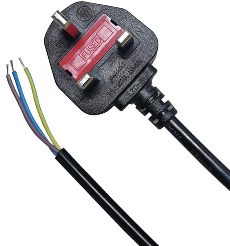 Wirafix 13 Amp Plug UK, Universal 3 Core Electrical Cable with 13A Fused, Compliant with BS-1363 Standard, 1.5 Metre (4.9ft) UK Plug Power Cord Compatible with Various Electrical Equipment, Black