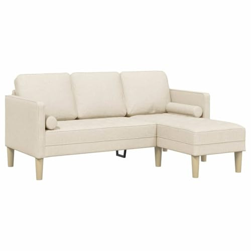 vidaXL L-formad 3-sits soffa i linne tyg - modern inomhussoffa med avtagbara kuddar och robust bokträram, stilfull sittning för vardagsrum, bekväm möblering, hemklädd plywood