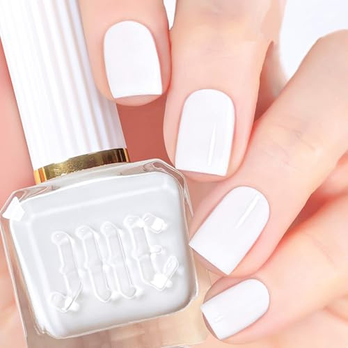 White Nail Varnish - French White Nail Polish Quick Dry - Long Lasting Chip Resistant Breathable Nail Polish - High Glossy Water Based Milky white Nail Varnish for DIY Nail Art Manicure