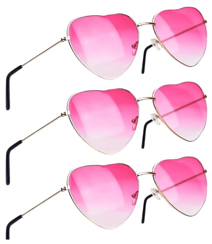 Wennicy 3 Stück Retro Hippie Herz Sonnenbrille Für Erwachsene Und Kinder Party Dekorationsprop Herz Sonnenbrille Festival Outfit 90er Jahre Outfit Kinder Sonnenbrille Partybrille Party Sonnenbrille