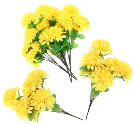 ibasenice Bouquet Crisantemi Artificiali per Cimitero Teste Gialli per Decorazioni e Memoriali Atmosfera e Significativa per e