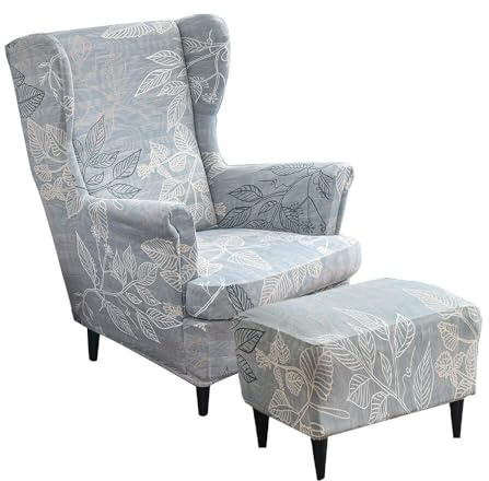 BUAOGDVG 2-teiliger Stretch-Schonbezug for Ohrensessel und Ottomane, 1-Sitzer-Sofabezug mit Kissenbezug, waschbar und abnehmbar, for Bar, Wohnzimmer, Schlafzimmer(Q)