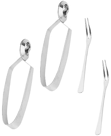 IMIKEYA 4pièces Service à Escargots Pinces Et Fourchettes Acier Inoxydable Lot De Facile à Utiliser Et Résistant Pour Dégustation Escargots Salades Et Sachets De Thé