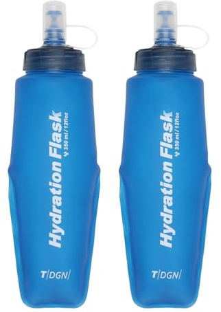 TRIWONDER Bouteille d'eau Souple Gourde Sport Pliable Flasque Running Poche Hydratation pour Utilisation en Extérieur (Bleu, 350 ml - 2 Pièces)