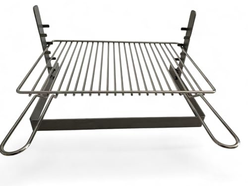 Griglia per Barbecue e Camino in Acciaio Cromato, Regolabile in Altezza, Struttura in Ferro, per Carne Pesce e Verdure (40x35 cm)