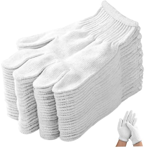 SHITOOMFE Cooking Gloves, 10Pcs BBQ Gloves Heat Resistant White Cotton for Grilling Cooking Food Handling Painting Gardening, White Cotton