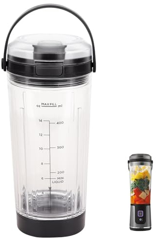Vaso de repuesto con tapa para licuadora portátil Ninja Blast serie BC100 y BC151: 18 onzas, accesorios compatibles con licuadora Ninja Blast (negro)