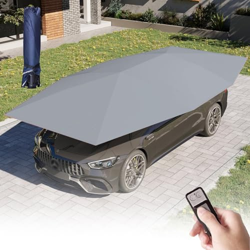 Paraguas multifuncional para coche, cubierta automática de tienda de campaña para coche, cochera plegable móvil con control remoto, toldo de techo para la mayoría de vehículos, color negro, 4,6 m