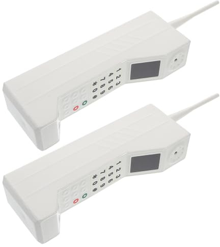 SOLUSTRE 2 Pezzi Telefono Vecchio Stile Bianco, Ornamento retrò per Cellulare in Ferro, Decorazione Vintage per Casa e Teatro, Supporto Scenico Realistico Anni ’80-’90