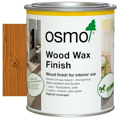Osmo Wood Wax Finish 3123, Pine Satin Finish, 750ml - Durable Furniture Wax for Wooden Furniture, Water-Resistant Floor Wax, Wood Treatments - Ideal for Oak, Pine & More