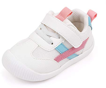 MK MATT KEELY Baby Boys Girls First Walking Shoes Toddler Anti-Slip Soft PU Leather Prewalker Sneakers,Size 4.5 UK Child,Pink