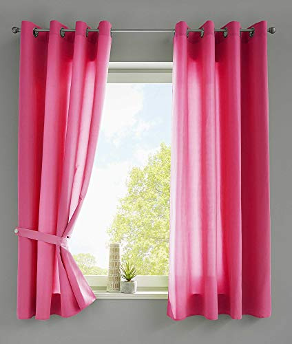 Gardinenbox 2er Set Vorhänge Schal Ösen »Berlin« HxB 145x140 cm Pink Blickdicht Microsatin Lichtdurchlässig Uni Matt, 20405N2