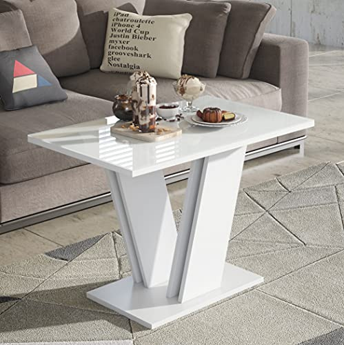 Furneo Table Table basse en verre blanc moderne pour salon