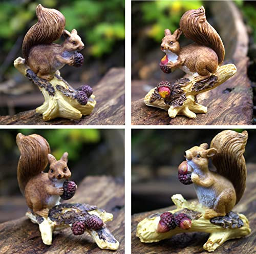 GeKi Trend 4er Set Eichhörnchen mit Nüssen Dekofigur Garten-Deko wetterfest Sommerdeko