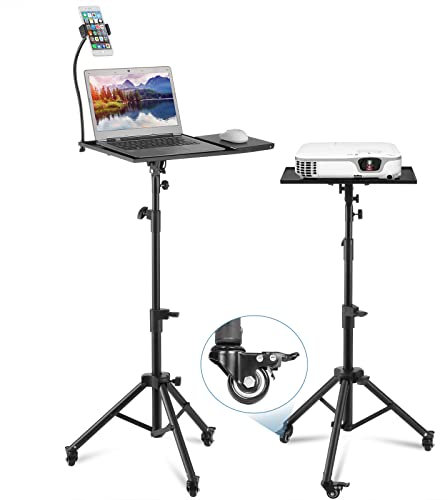 Hivexagon Beamer Ständer, Ständer für Projektoren Laptop Halterung Schwarz Telefonhalterung,Metallständer Höhenverstellbar (1-1,6 m),mit Rädern,für DJ-Bühne,Heimbüro oder Studio