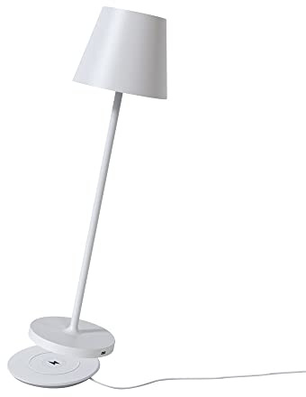 NCC-Licht LED Akku Tischleuchte Weiß IP54 Indoor & Outdoor 2,2 Watt 190 Lumen Warmweiß 2700K mit induktiver Ladestation und Touch-Dimmer
