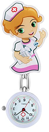 Avaner Krankenschwesteruhr Cartoon Taschenuhr mit Clip Schwesteruhr Kitteluhr FOB Uhr Pflegeruhr Anlog Quarzuhr für Arzt Doktor Krankenschwester Medical
