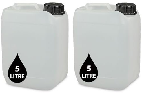 Lot de 2 jerrican de 5 l – Conteneurs empilables approuvés par les ONU + bouchon inviolable de 51 mm | Parfait pour le stockage de carburant, d'huile, d'essence, d'eau et de liquides