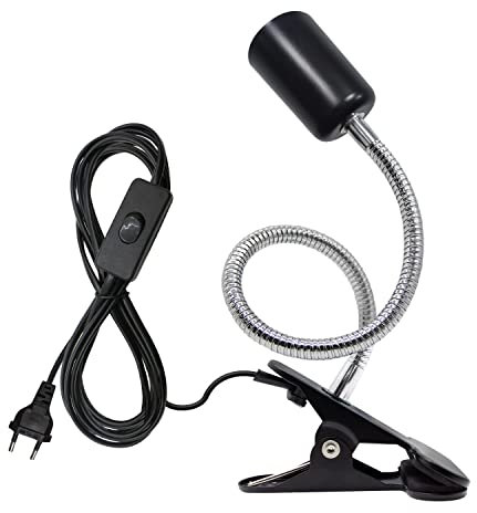 lampada E27 con Pinza Regolabile Clip Portalampada 220cm Cavo Lungo e EU Plug da Piante Con Interruttore Lampada da Tavolo a LED