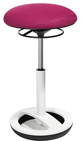 Topstar SU53BT7 Sitness High Bob, Stehhilfe, Fitnesshocker, Arbeitshocker, Sitzhöhe: 49-70cm, Standfußring Alu weiß lackiert, Stoffbezug, pink