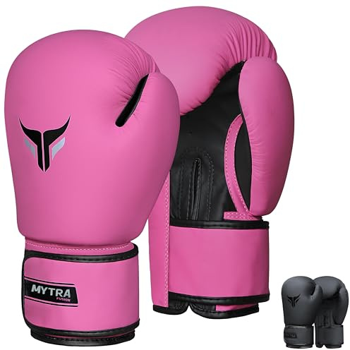 Mytra Fusion Guantoni da Boxe Donna guantoni da boxe MMA allenamento pugni kickboxing guanti (Pink, 14-oz)