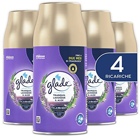 Glade Automatic Spray Ricarica, Profumatore per Ambienti, Fragranza Calm Lavender & Jasmine, Formato Scorta da 4 Ricariche da 269 ml