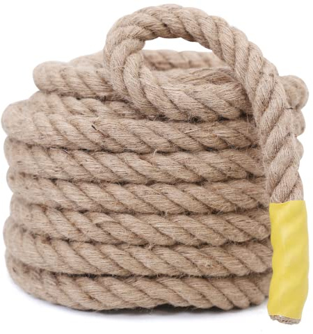 Jute Rope,5/8 inch x 50 FT Natural Twisted Manila Heavy Duty Hemp Ropes for Crafts,Swing for Tree,Gardening, Bundling, Hammock, Nautical, Tug of War, Railings, Home Decorating