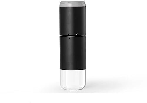 Moulin à café électrique sans fil Machine à expresso en acier inoxydable bordure Portable voyage Camping outil accessoires (Color : Black)